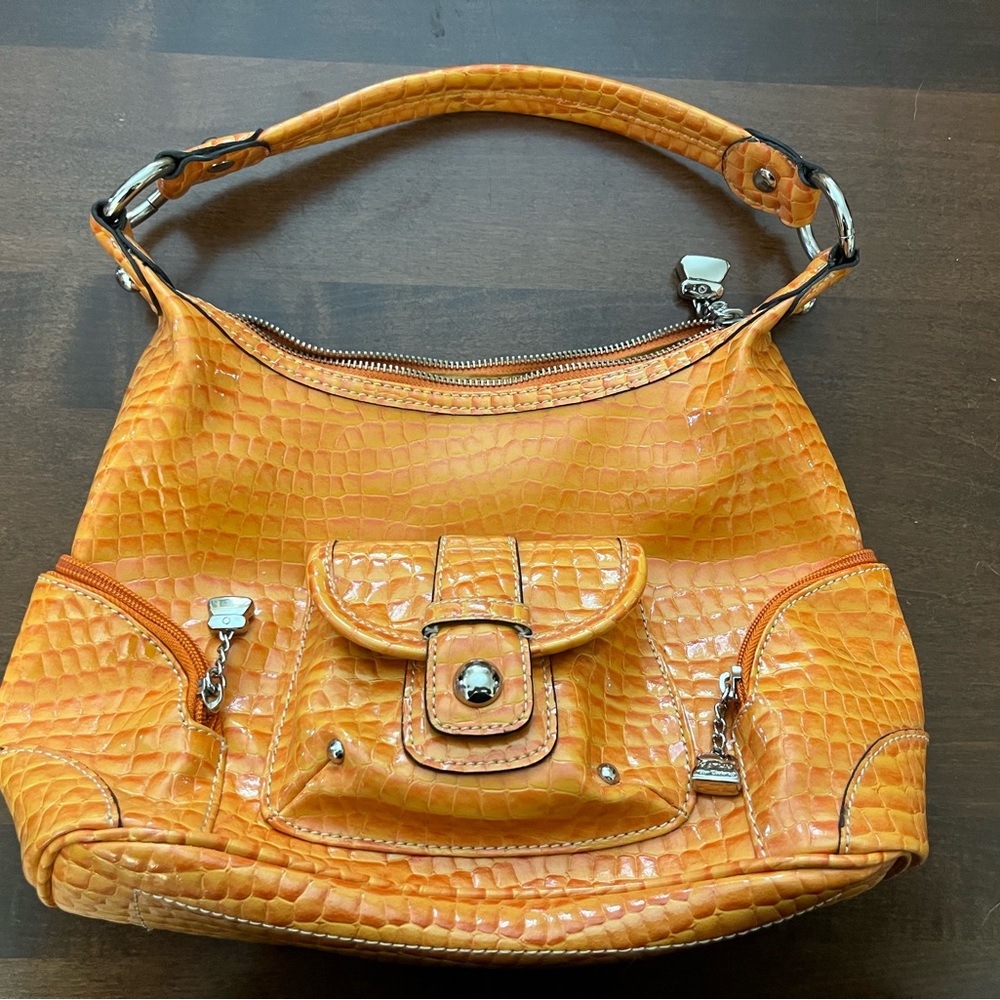 Kathy van Zeeland mock croc hobo bag purse